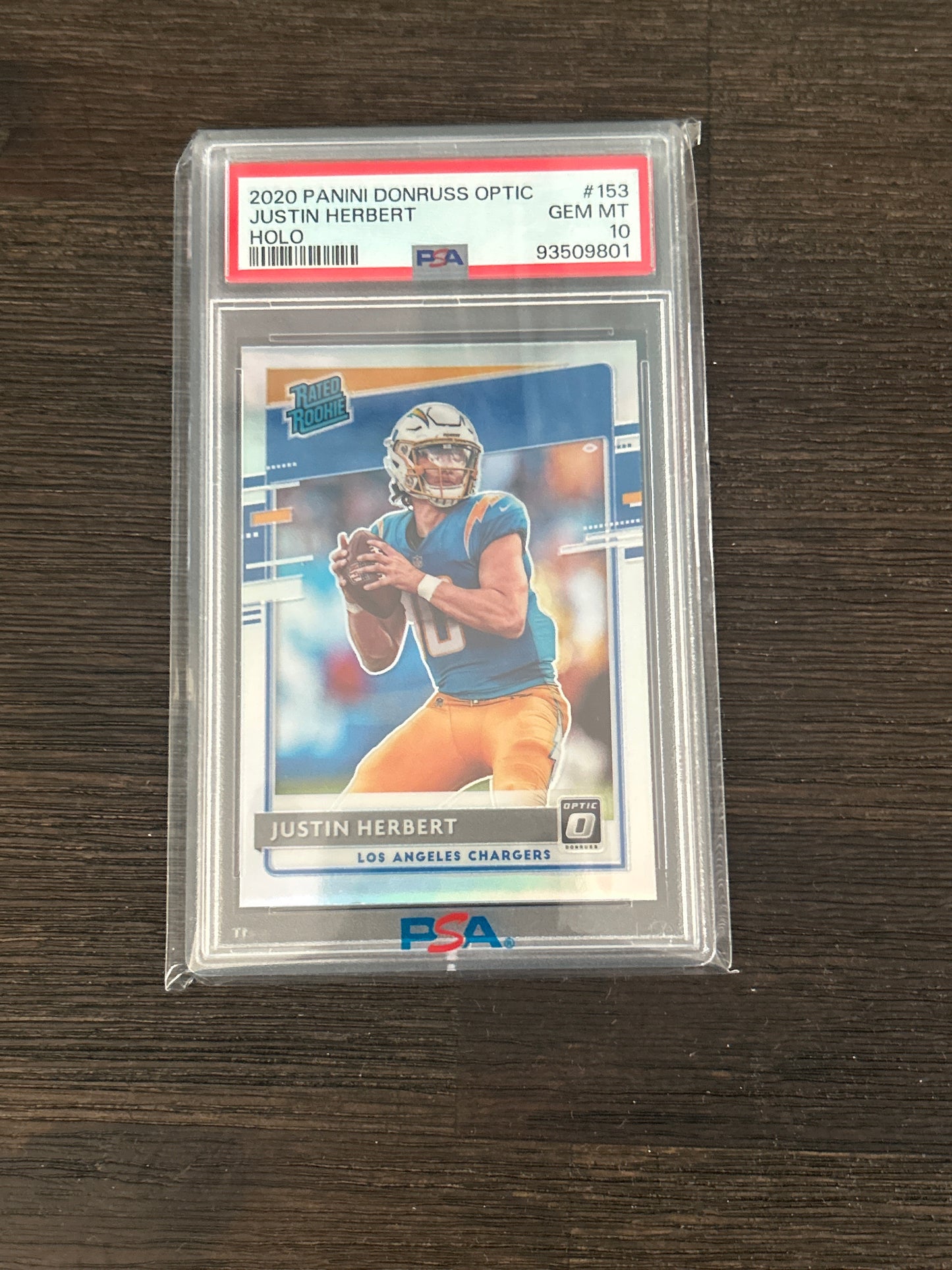 2020 Panini Donruss Optic Justin Herbert Rated Rookie Holo – PSA 10 Gem Mint