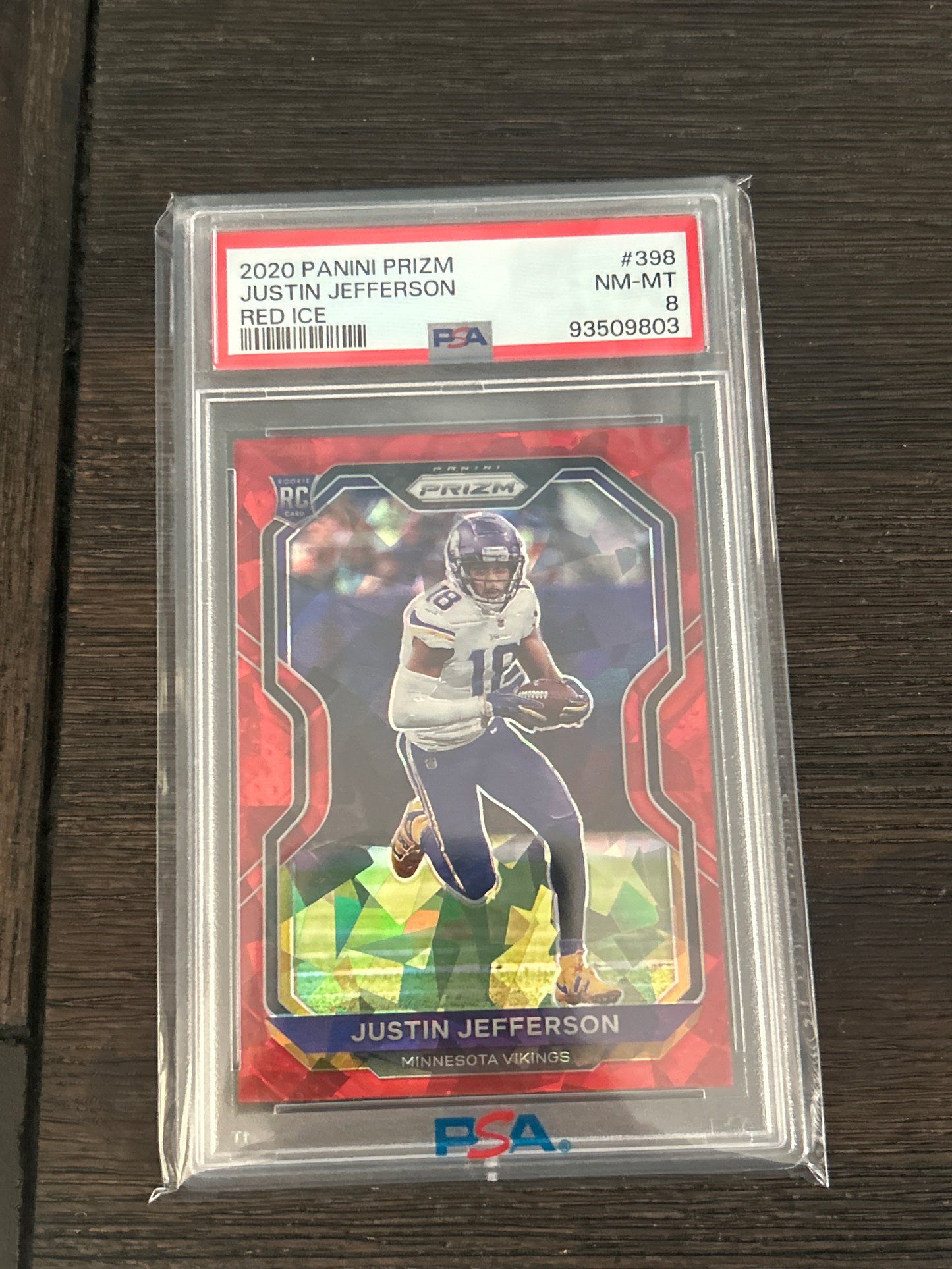 2020 Panini Prizm Justin Jefferson Rookie Card PSA Set – Silver, Orange Laser, Red Ice & Blue Prizm (All PSA Graded)