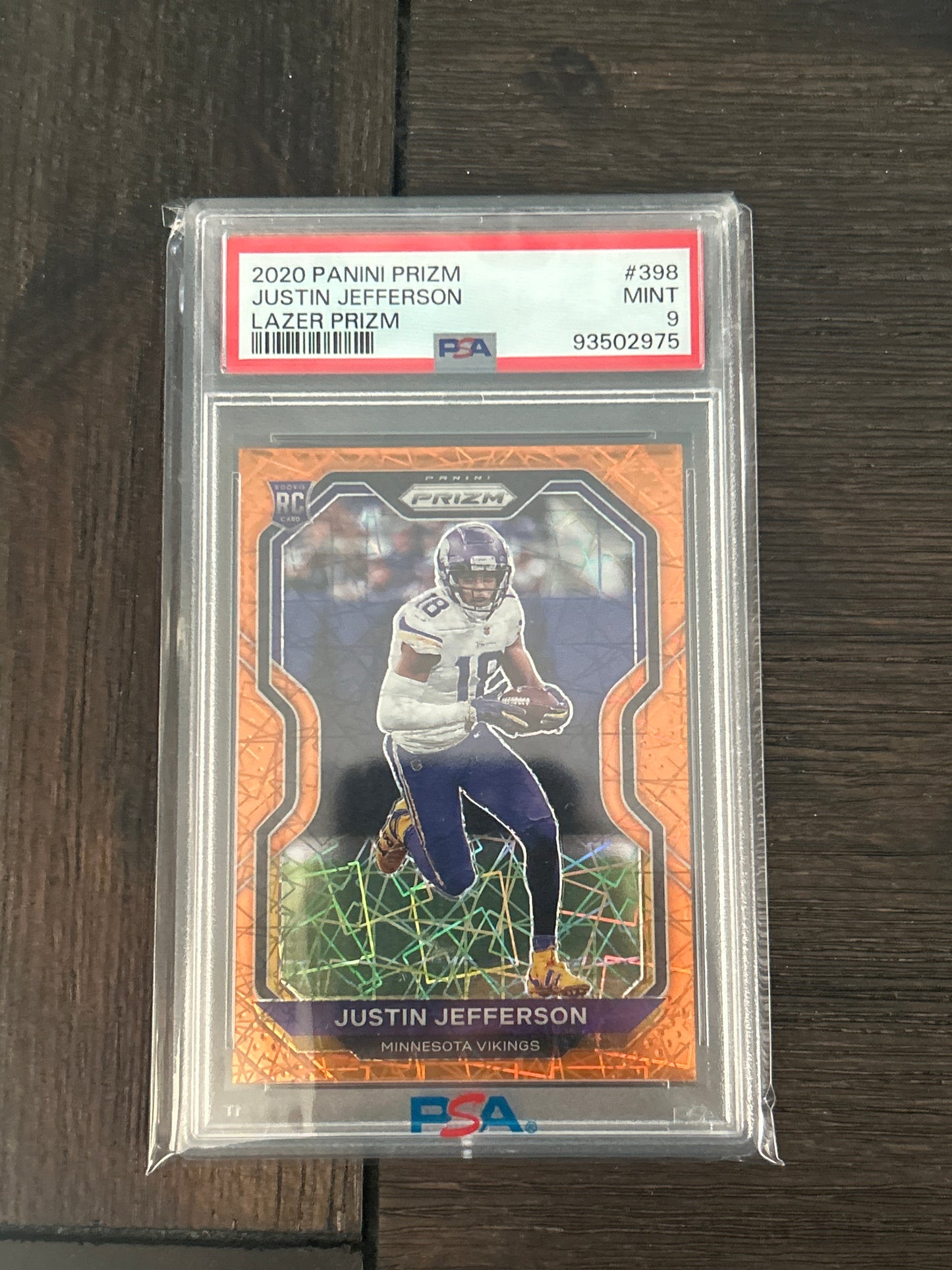 2020 Panini Prizm Justin Jefferson Rookie Card PSA Set – Silver, Orange Laser, Red Ice & Blue Prizm (All PSA Graded)