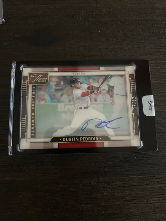 2022 Panini Three and Two Dustin Pedroia Timeless Moments Autograph – #19/32