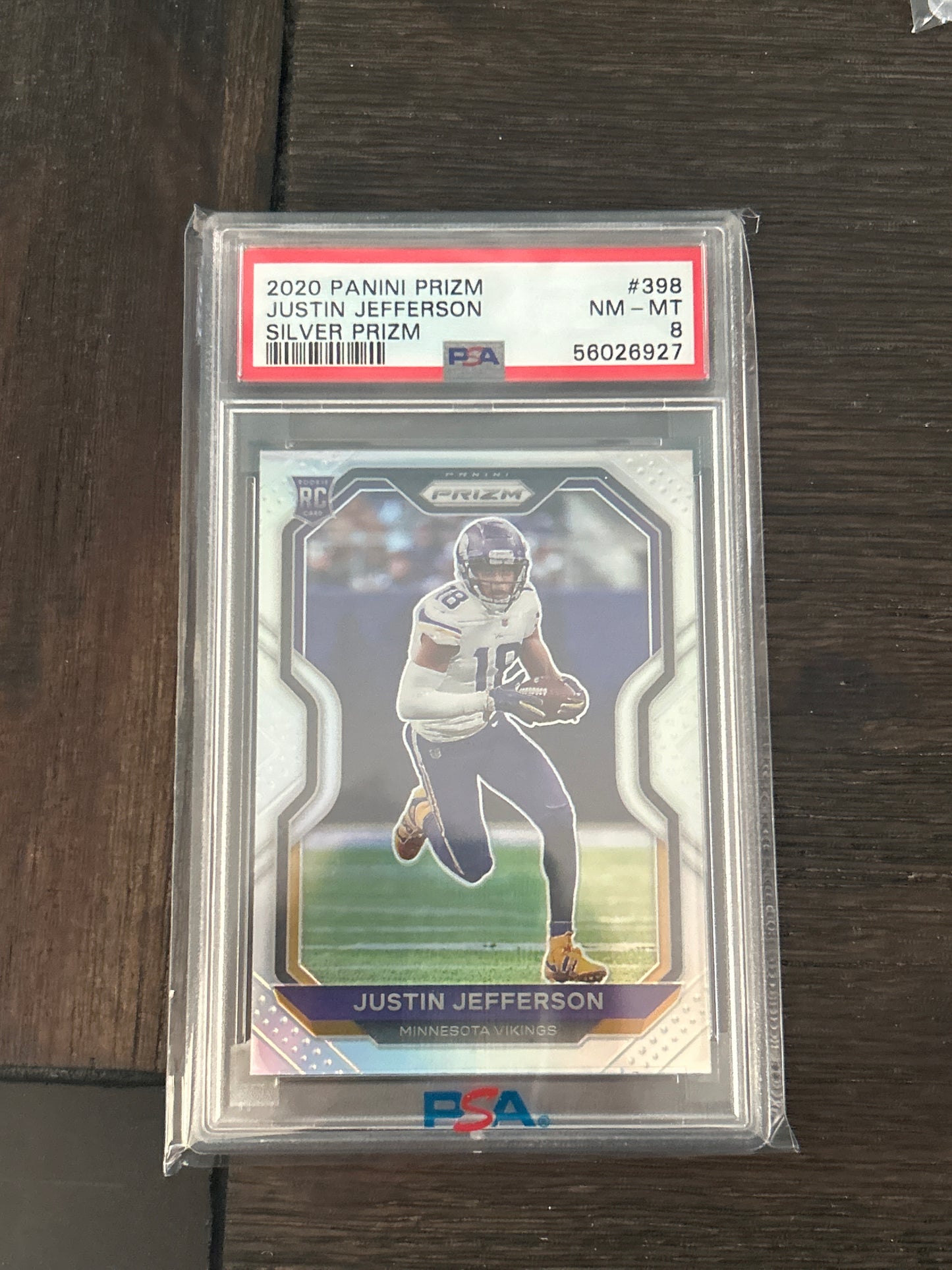 2020 Panini Prizm Justin Jefferson Rookie Card PSA Set – Silver, Orange Laser, Red Ice & Blue Prizm (All PSA Graded)