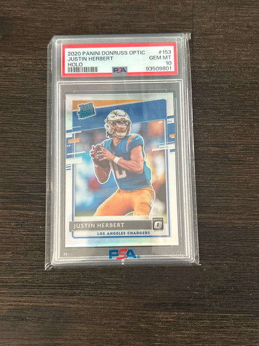 2020 Panini Donruss Optic Justin Herbert Rated Rookie Holo – PSA 10 Gem Mint